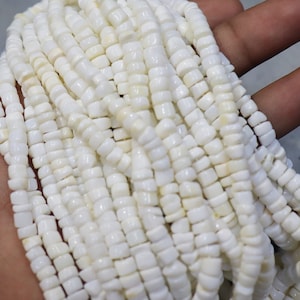 White Opal Beads, 4mm - 6mm Rondelles, White Opal Beads for Making Jewelry, October Birthstone Bead