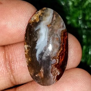 Fire Agate Oval Cabochon - 24.00 Ct / 25X14X7 mm - Natural Brown Fire Agate Loose Gemstone For Jewelry Making Craft, January birthstone
