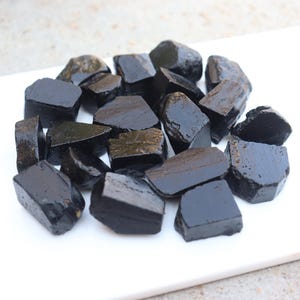 Raw Black Tourmaline Stone - Rough Crystals for Tumbling & Reiki image 1