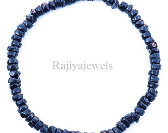 Black Tourmaline Bracelet – Rondelle Gemstone Crystal, Stretch Bracelet
