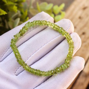 Natural Peridot Bracelet | 4mm Green Crystal Energy Beads Stretch Bracelet for Stacking | Healing Balance Spiritual Bracelet | Gift for her