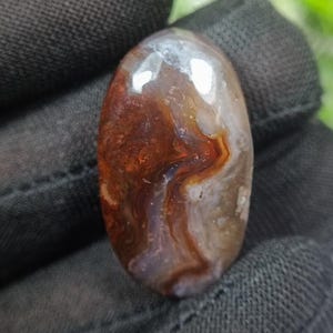 Fire Agate Oval Cabochon - 42.00 Ct / 23X17X9 mm - Natural Brown Fire Agate Loose Gemstone For Jewelry Making Craft, January birthstone
