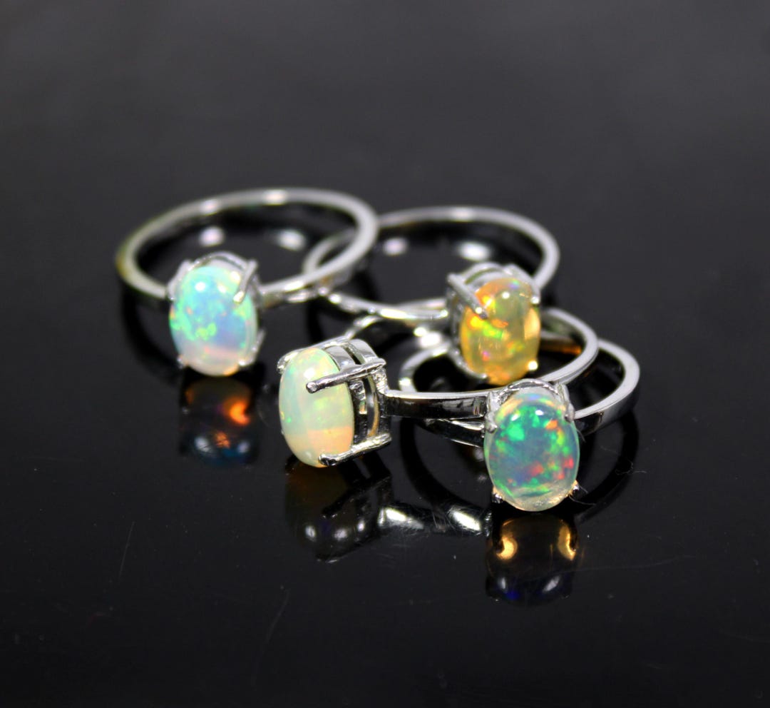 Ethiopian Opal Ring, 2.00 Ct Oval, Sterling Silver - Etsy