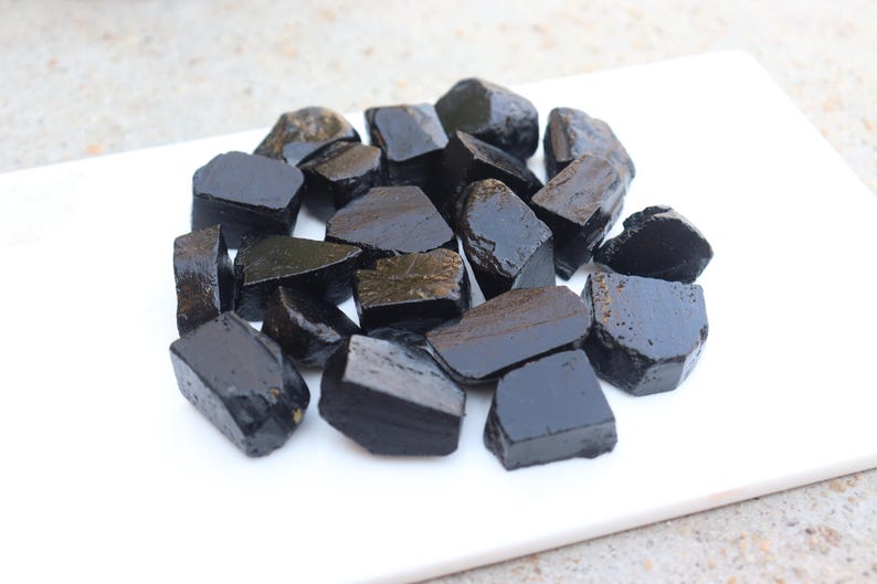 Raw Black Tourmaline Stone - Rough Crystals for Tumbling & Reiki image 1