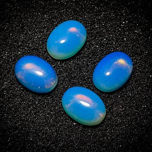 Opalite Blue Oval Lot 4 Pieces Cabochon - 24.45 Ct / 14X10X6 mm - Natural Opalite Loose Gemstone For Jewelry Making, Healing, Craft