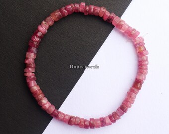 Rosa turmalinarmband, energihelande rondelle ädelstenspärlor