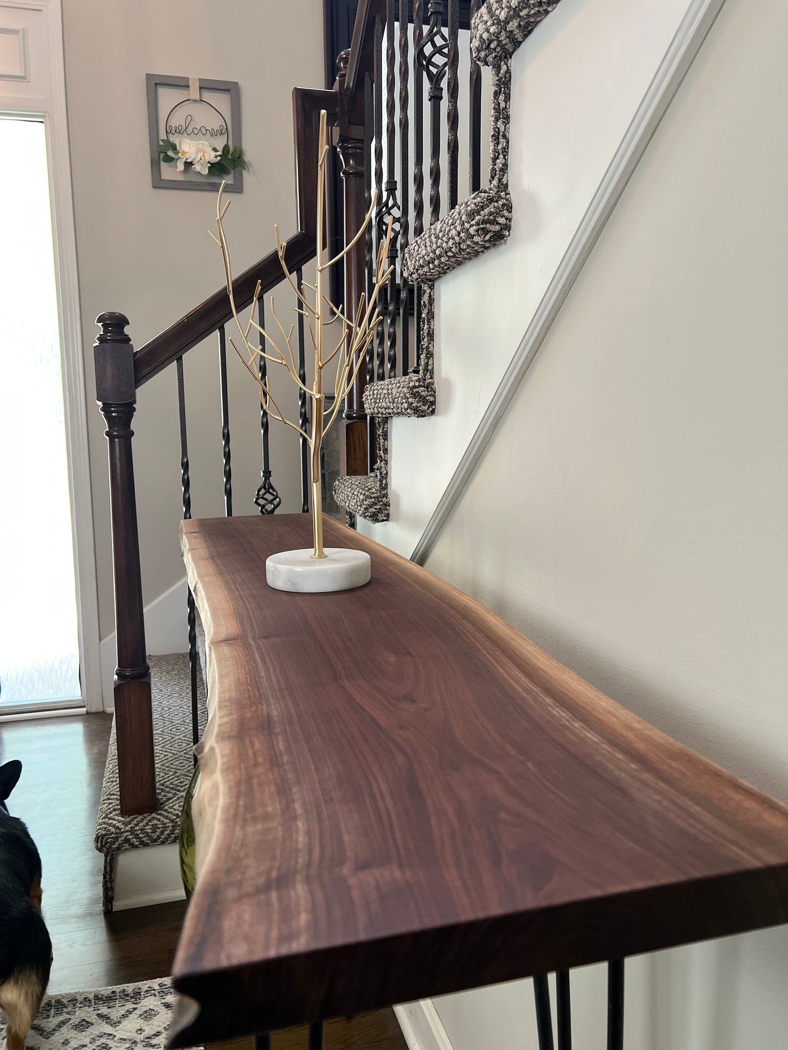 Sofa Table Live Edge Black Walnut Entryway Table Hall Etsy