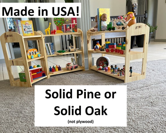 Estante de juguetes Montessori, estantes de juguetes de madera para niños  pequeños, hermoso almacenamiento de juguetes, madera de pino o roble  natural real no madera contrachapada, hecho en Estados Unidos 
