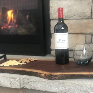 Charcuterie Board Live Edge Wood, Black Walnut Wooden Charcuterie Board With Handles, Cheese Board, Serving Board, Anniversary , Birthda