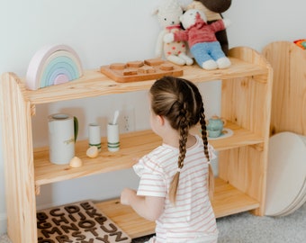Montessori Toy Shelf, Wooden Toddler Toy Shelves, Beautiful Toy Storage, Real Natural Pine or Oak Wood (Not Plywood), Made In America