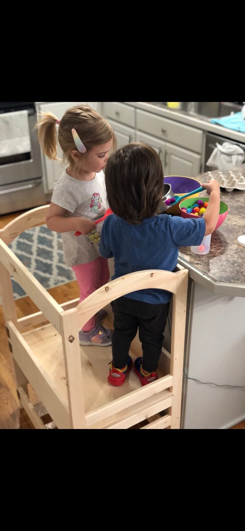 Foldable TWIN Kitchen Helper Two Kids Double Kitchen Helper Etsy