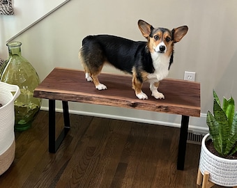 Entryway Bench, Handcrafted, Live Edge Bedroom Bench With Metal Legs, Black Walnut Rustic Bench, Anniversary Gift, Country Farmhouse