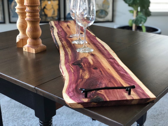 Charcuterie Board Live Edge Wood, Red Cedar Serving Trays With Handles,  Wedding/housewarming/anniversary Gift, Gift for Dad, Birthday Gift 