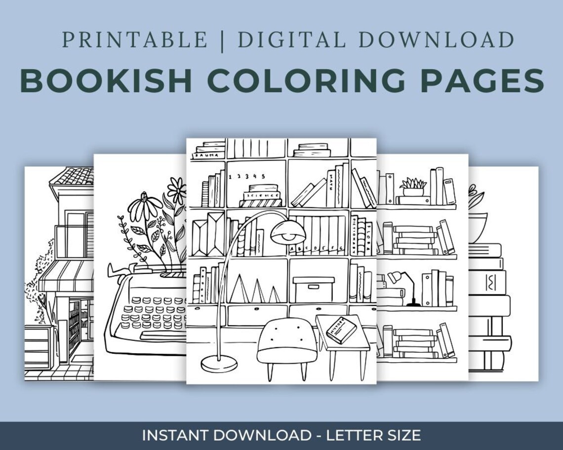 30 Bookish Coloring Pages Book Tracking Log Book Lovers Digital ...