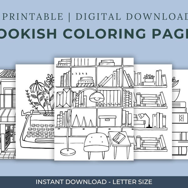 30 Bookish Coloring Pages | Book Tracking Log | Book Lovers | Digital Download PDF