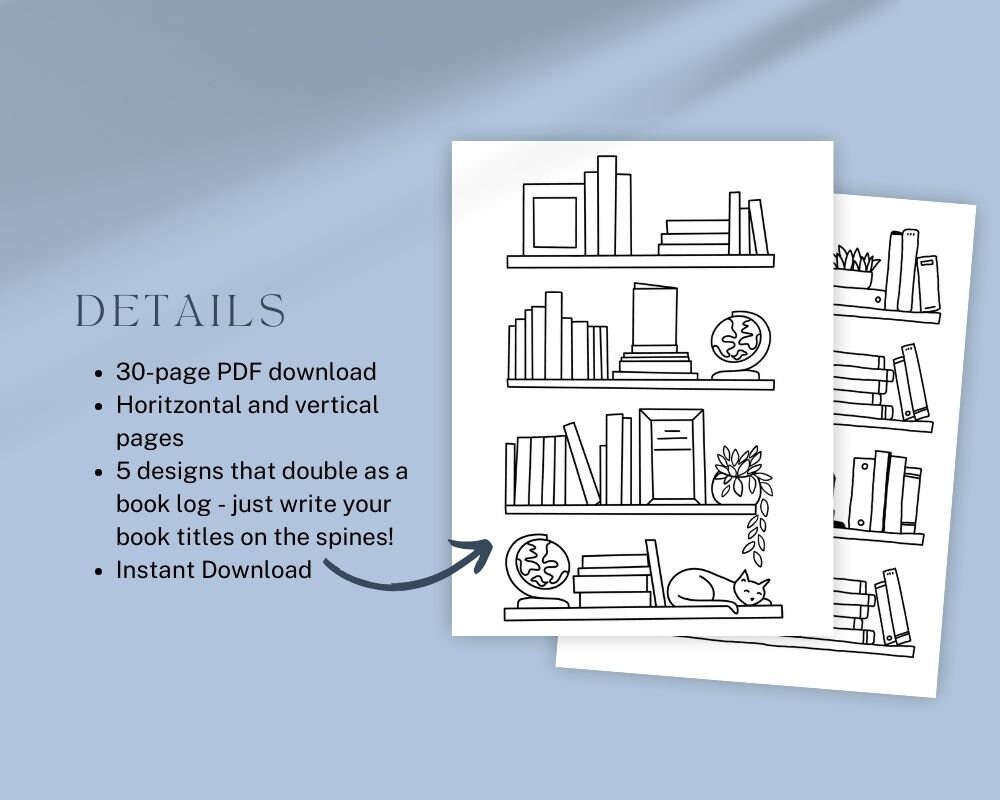 30 Bookish Coloring Pages Book Tracking Log Book Lovers Digital ...