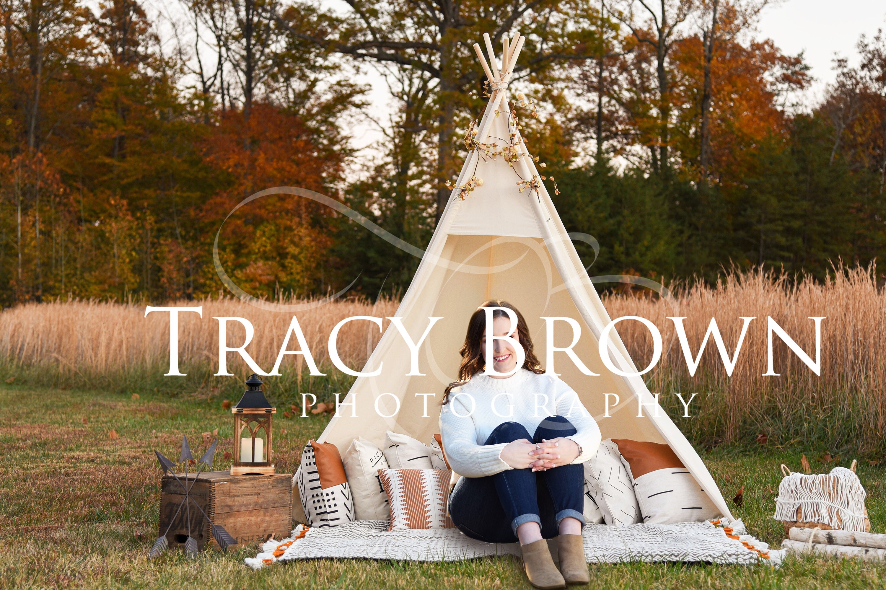Teepee Fall Bohemian Scene Digital Backdrop - Etsy