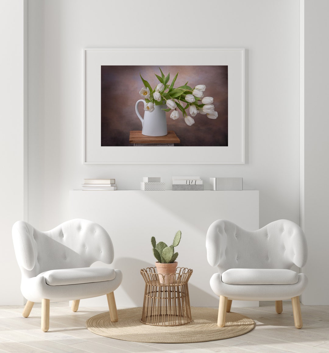 Wall Decor Picture of White Tulips Floral Fine Art Wall Portrait Home ...