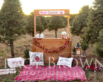 Hot Cocoa Booth Christmas scene Digital Backdrop Digital Download