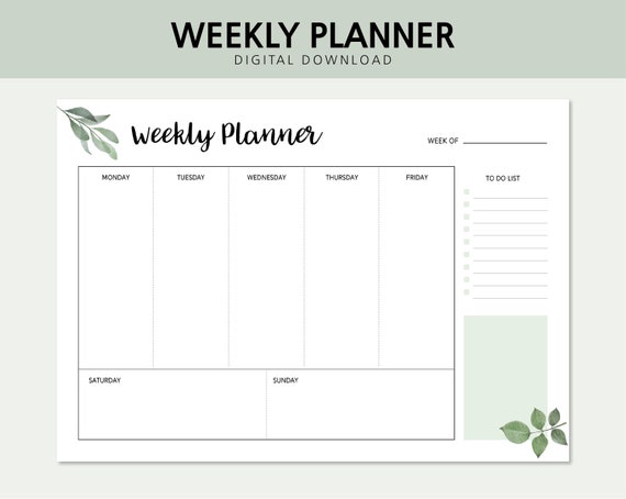 Printable Weekly Planner Landscape Weekly Planner Weekly | Etsy