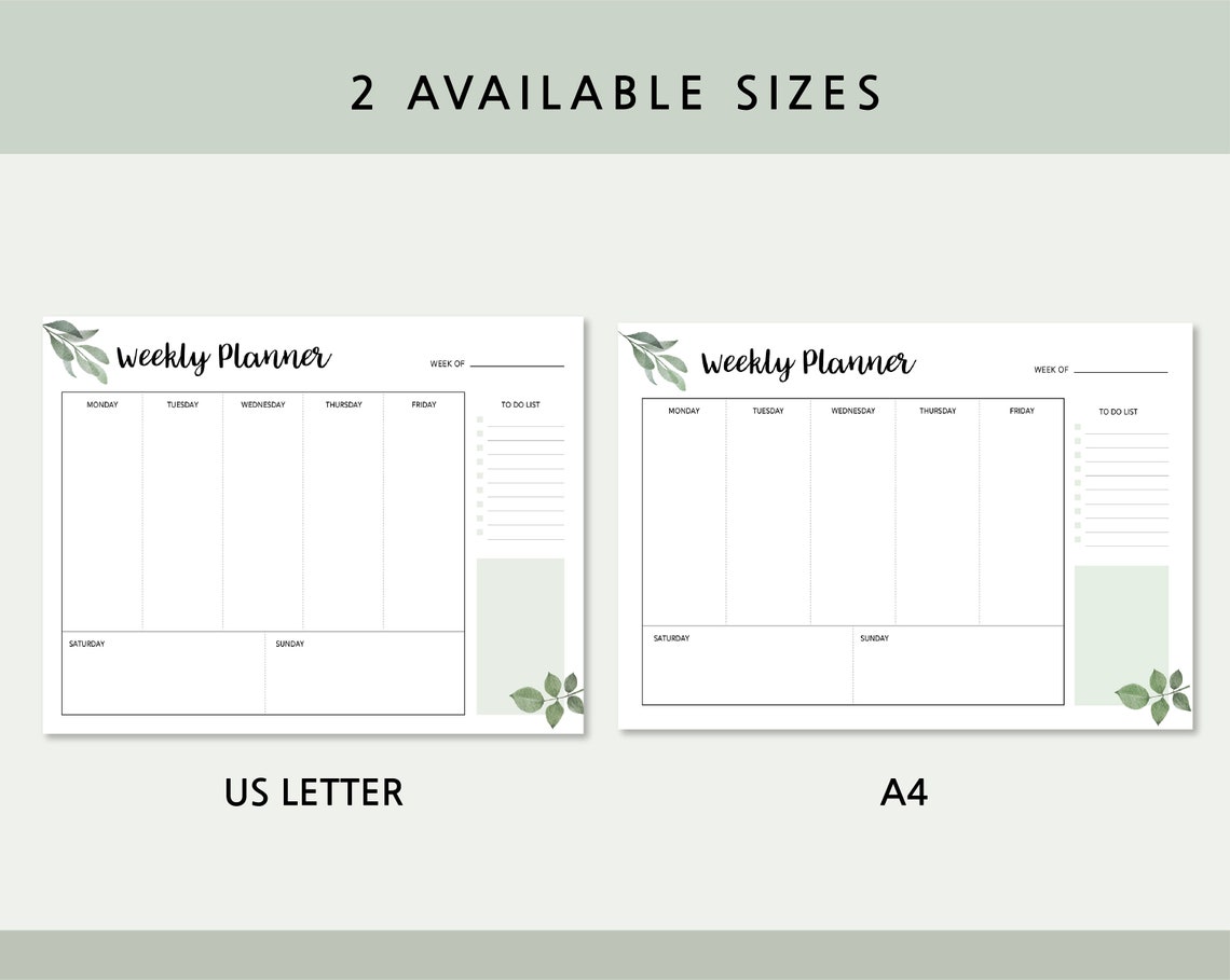 Printable Weekly Planner Landscape Weekly Planner Weekly | Etsy