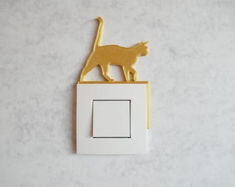 Katze minimalistische Türecke rechts, Wanddekoration, Katzen-Silhouette-Schalter, Geschenk Katzenliebhaber, 3D-Skulptur Katze, Wanddekoration Katze
