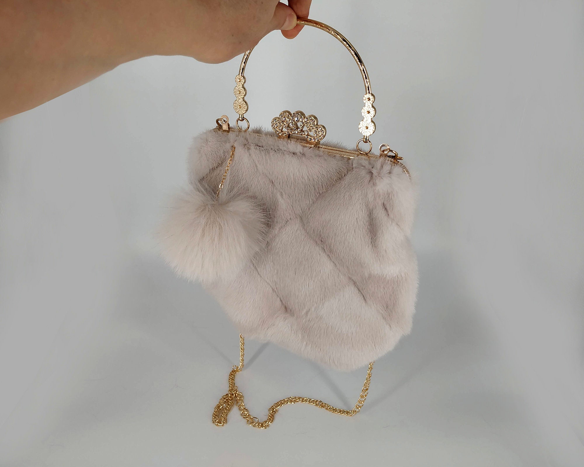 Fur Clutch Bag Real Fur Handbag Evening Purse Fluffy Etsy
