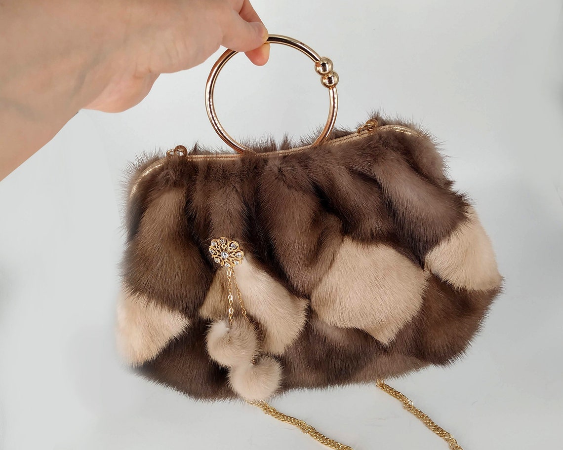 Fur Clutch Bag Real Fur Handbag Evening Purse Furry hand Etsy