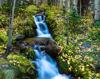 digitaler Download eines Wasserfalls im Rocky Mountain Nationalpark in Estes Colorado