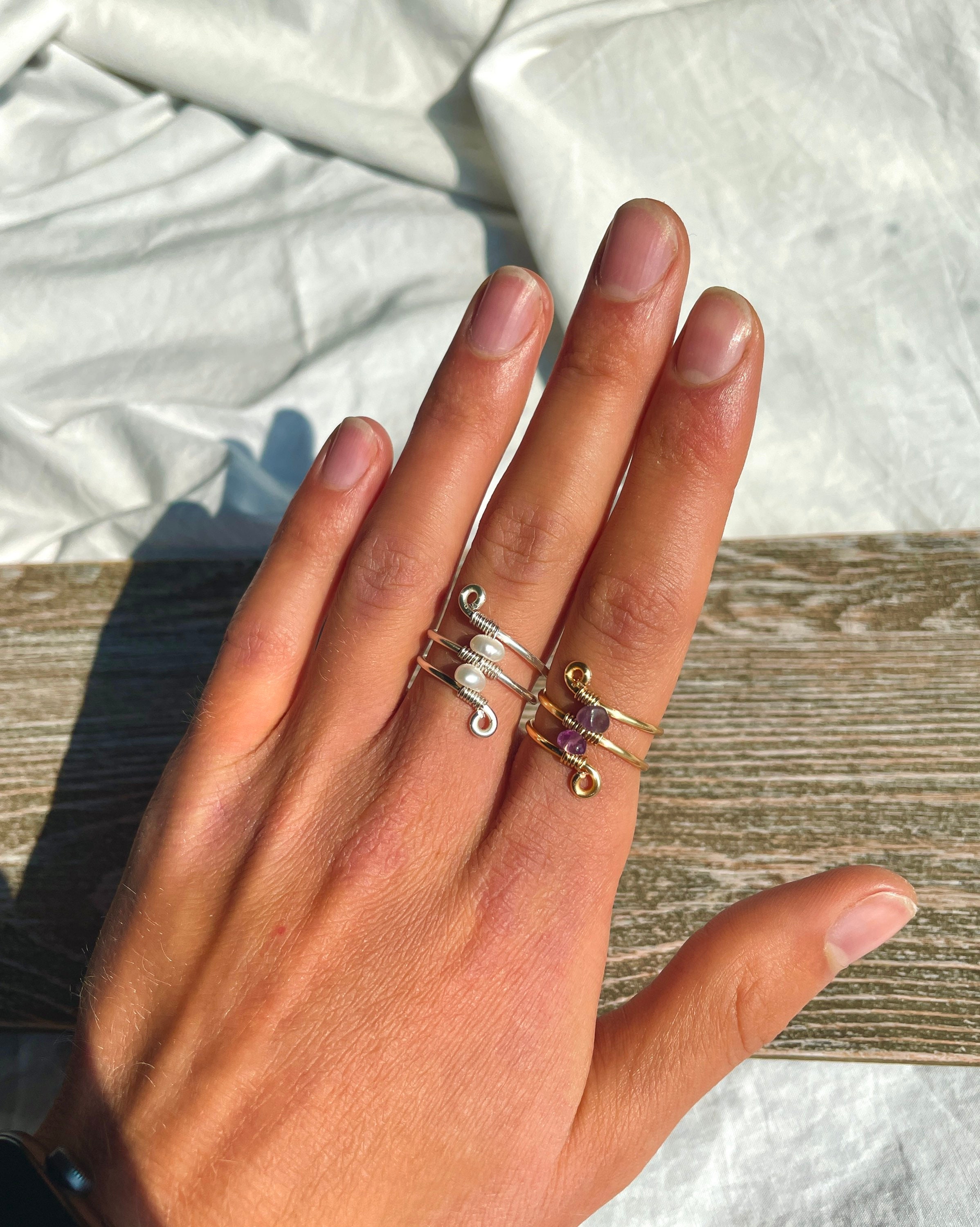 spiral double crystal ring