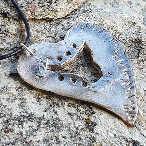 Sterling Silver Necklace Woman Pendant Handmade Jewelry, Silver Statement Boho Heart Necklace, Charm Textured Heart Pendant, Holiday Gift