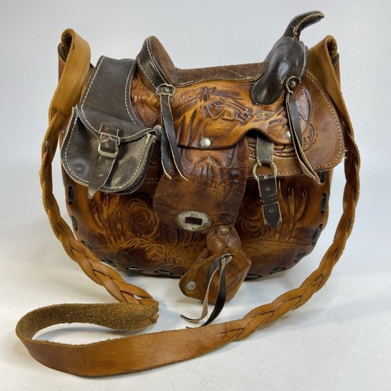 Western Hand Tooled Leather Saddle Purse (21bl44nat) - Mission Del Rey  Southwest