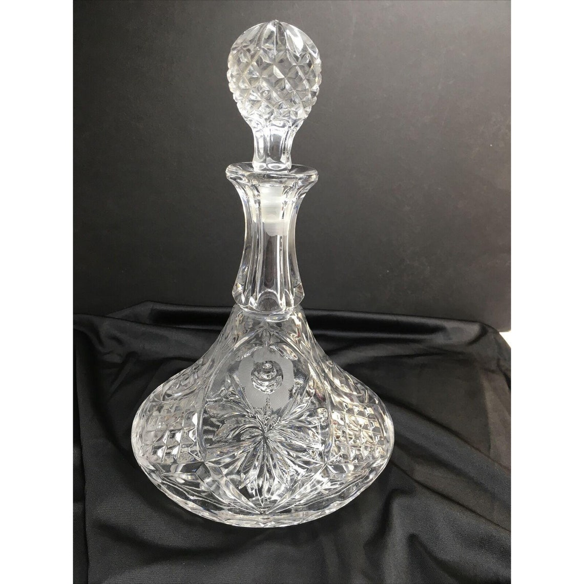 Vintage Crystal Glass Wine Liquor Decanter Stopper Floral Rose Etsy