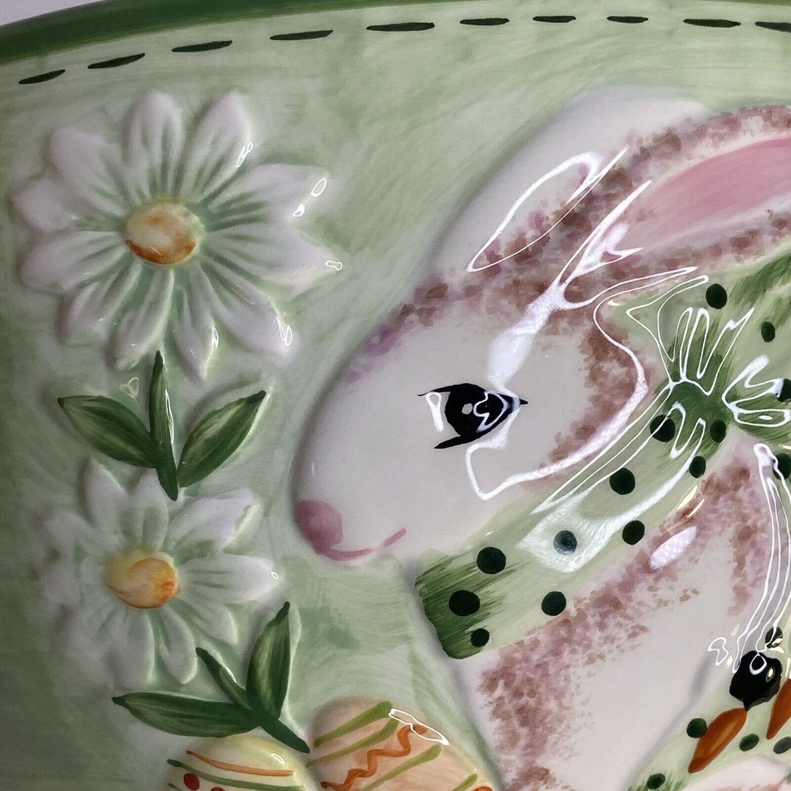 Diane Knott LMI Inc Easter Bunny Rabbit Bowl Serving Large Deep Green ...