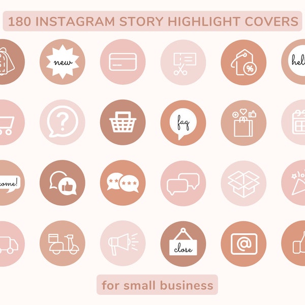 Small Business Instagram Highlight Covers, Aesthetic Minimalist Blush Pink Line Art IG Story Icon, Ready To Use Digital Instant Download