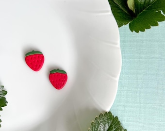 Cute strawberry stud polymer clay earrings