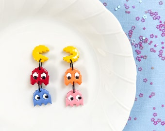 Nostalgic pac man dangle earrings 90’s 80’s