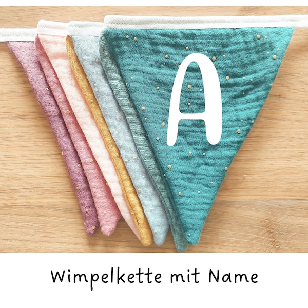 Wimpelkette mit Namen // Wimpelkette Kinderzimmer // Wimpelkette Stoff // Wimpelkette // Hausbett Deko // Wimpel Girlande