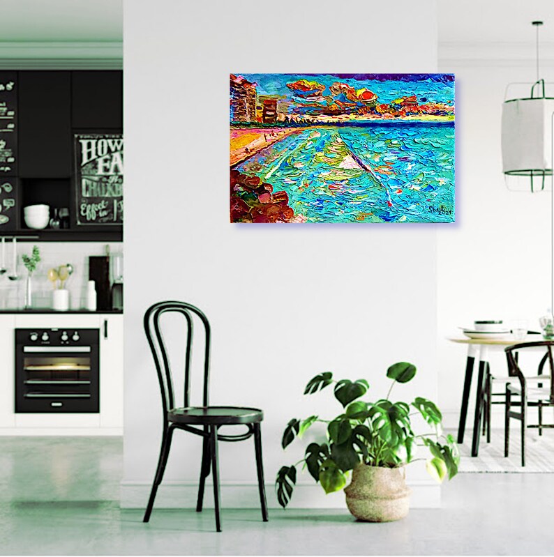 Beach Painting Miami Artwork Miami Nights Art Miami Wall Art Etsy