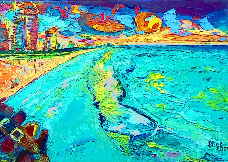 Beach Painting Miami Artwork Miami Nights Art Miami Wall Art Etsy