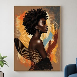 Black Woman Wall Art Printable | Afrocentric Digital Download | African American Art | Boho Abstract Home Decor