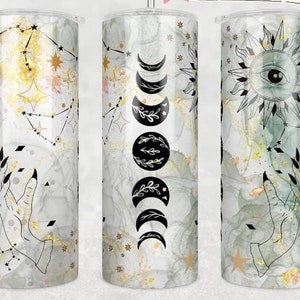 Moon Phase céleste Tumbler - 20oz Skinny drink Tumbler - Zodiac - Sorcière - Chauves-souris gothiques - Sweary - Cadeaux pour elle -