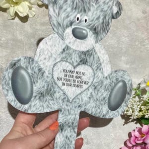 Bear Grave Marker - gepersonaliseerde grijze teddy baby gedenkplaat - babymeisje en jongen - grafmarkering grafsteen - grafsteen grafmarkering