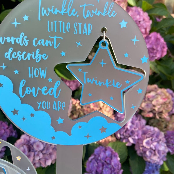 Twinkle personalised memorial plaque, baby loss grave marker, loved one remembrance