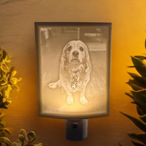 Personalized Night Light Lithophane Custom Night Light Gift for Pet Lovers, Weddings, Mother&#39;s Day, Kids, Pet Loss w/ Automatic Light Sensor