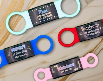 Personalized Silicone Pet ID Tag, Slide-On Collar, No Noise Dog Cat Tag