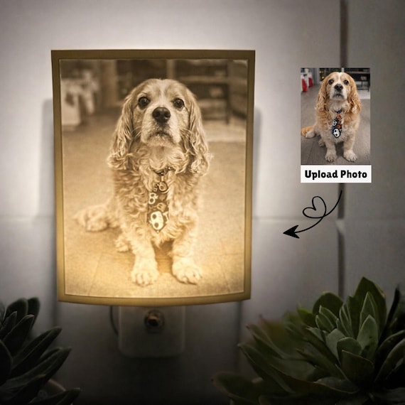 Personalized Night Light Lithophane Custom Night Light Gift for Pet Lovers, Weddings, Mother's Day, Kids, Pet Loss w/ Automatic Light Sensor