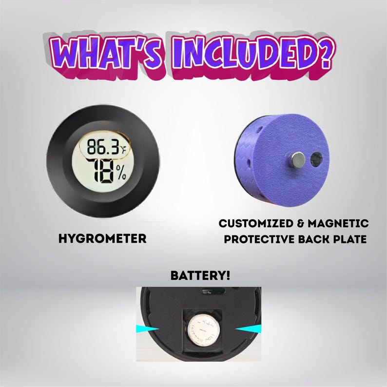 Customized Magnetic Hygrometer Mount for Reptile Enclosure, Humidity Gauge for Vivariums, and Pet Habitats image 3