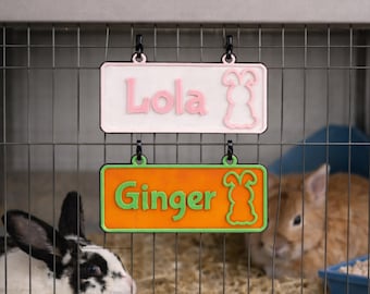 Personalized Rabbit Name Sign, Custom Cage Nameplate, Bunny Pet Tag, Gift for Bunny Lover