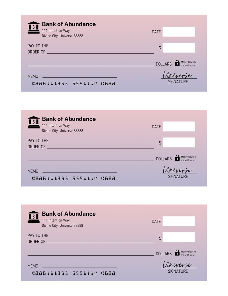 Manifestation Checks Printable | Law of Attraction - Manifestation ...